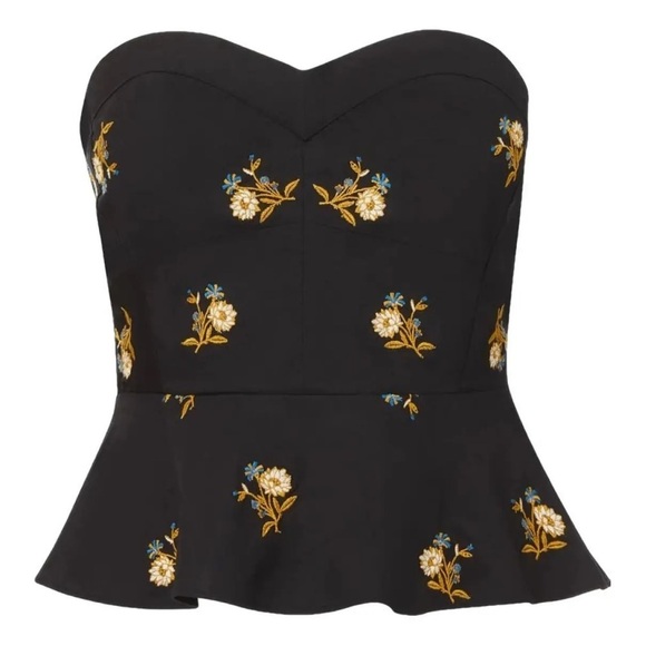 NWT!Veronica Beard Chaka Strapless Floral Embroidered Corset Bodice Top Black 🖤 - Picture 10 of 15